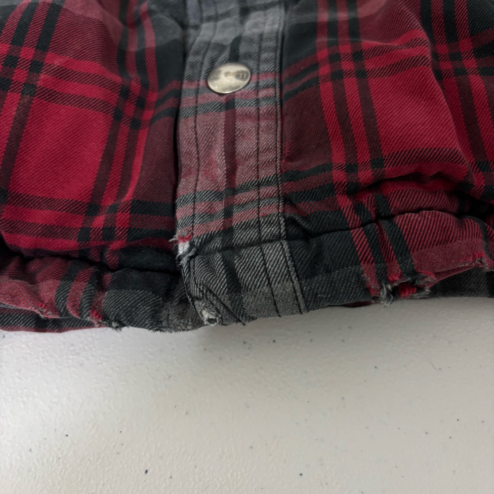 Carhartt Men's Red Black Plaid Flannel Shirt Jacket- Shacket Size‎ L Thrashed - Picture 11 of 14